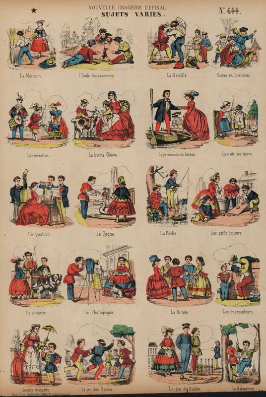 Çeşitli konular (renkli gravür) by French School