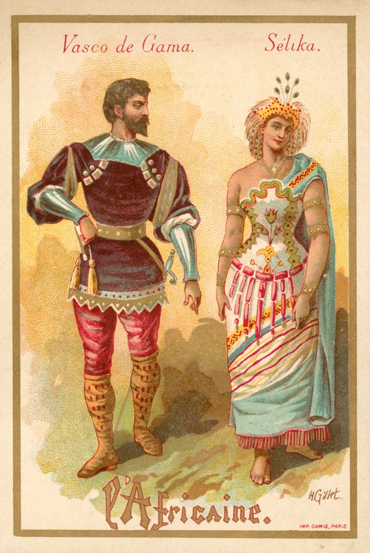 Vasco da Gama ve Selika, Giacomo Meyerbeer'in L'Africaine (chromolitho) operasından by French School