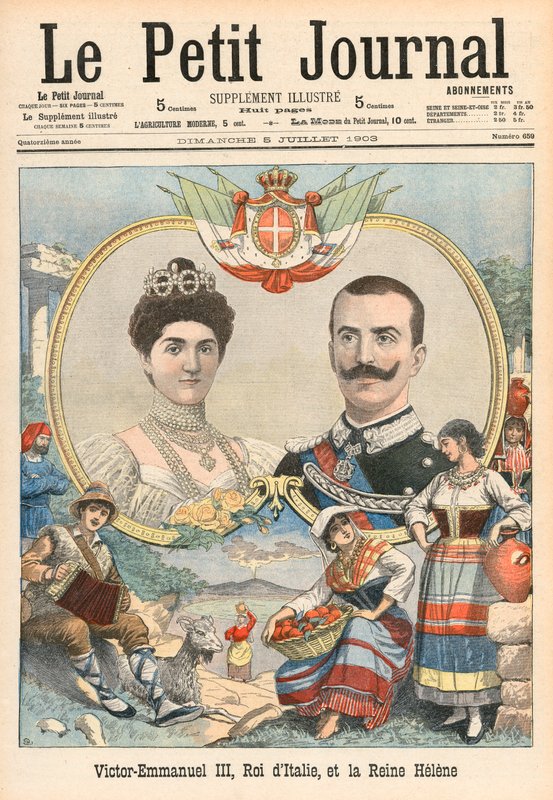 İtalya Victor-Emmanuel III ve Kraliçe Helene by French School