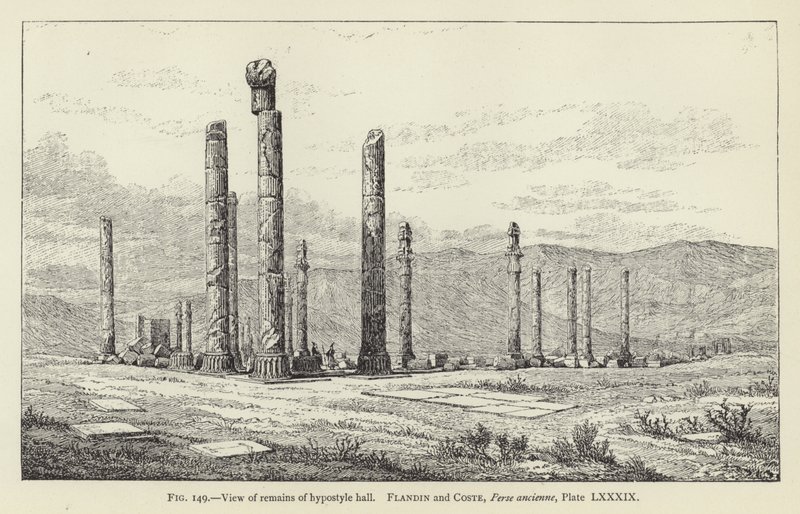 Hipostil salonunun kalıntılarının görünümü by French School