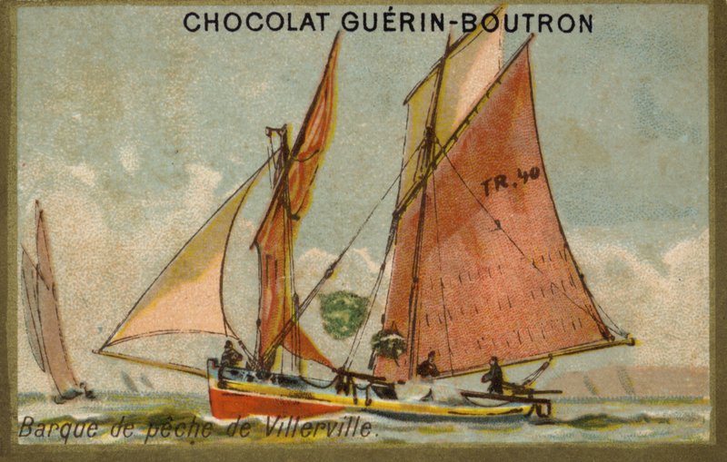 Villerville balıkçı teknesi (chromolitho) by French School