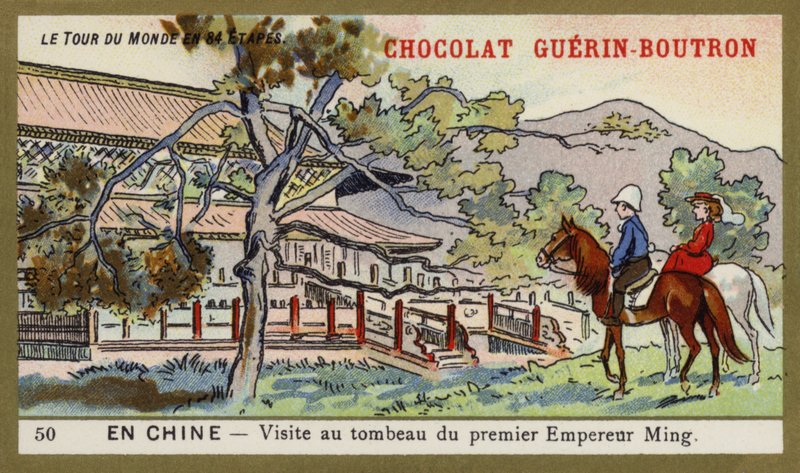İlk Ming imparatoru Çin'in mezarı ziyareti (chromolitho) by French School