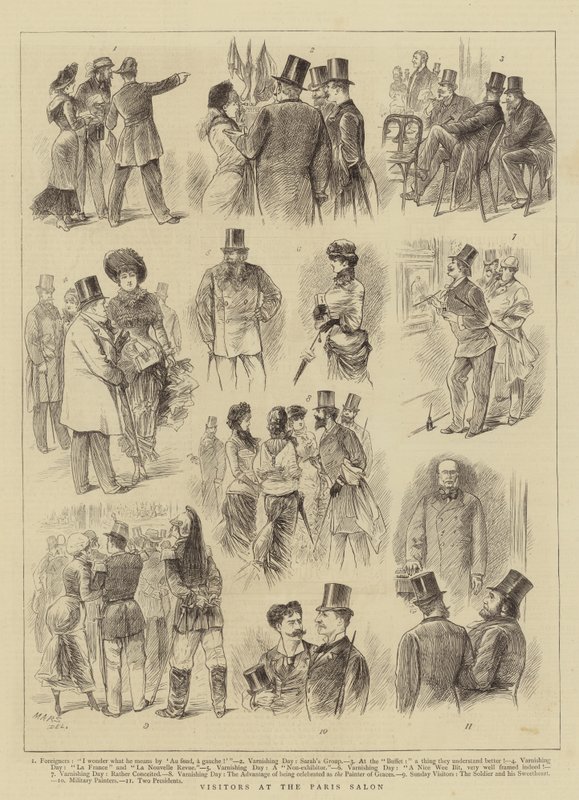 Paris Salonundaki ziyaretçiler (gravür) by French School