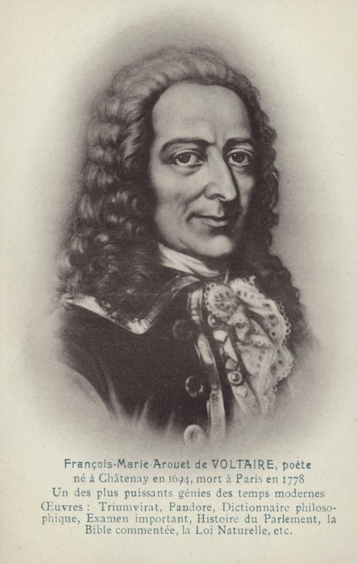 Voltaire (1694-1778), Fransız yazar, filozof ve oyun yazarı (lito) by French School