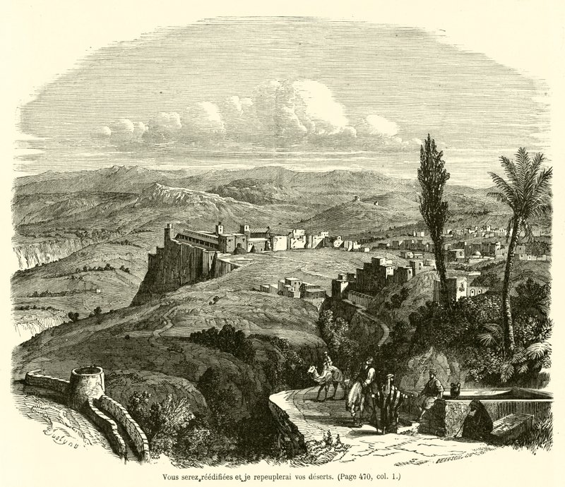 Yeniden inşa edileceksin ve çöllerini yeniden dolduracağım (gravür) by French School