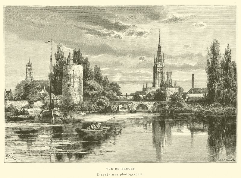 Brugge görünümü (gravür) by French School