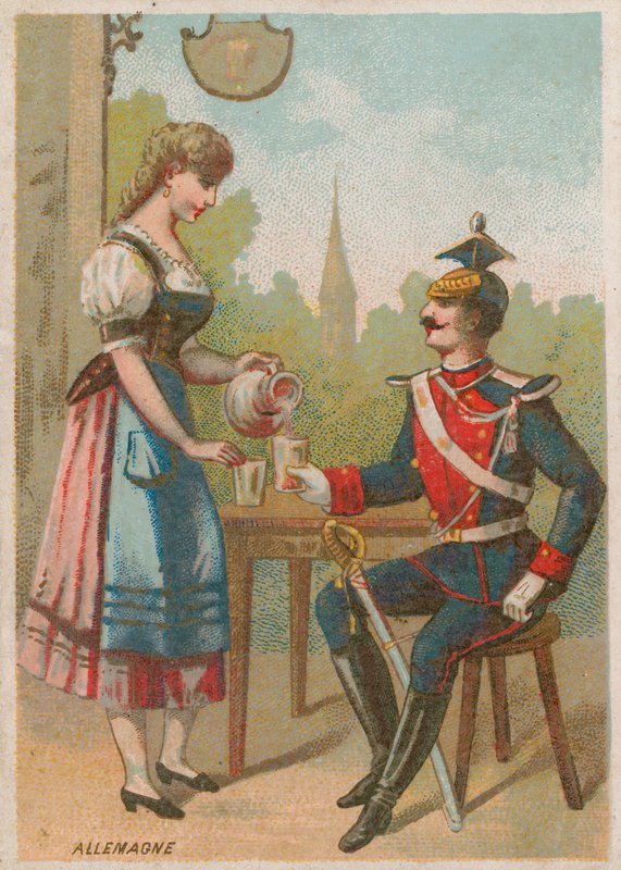 Garson, bir asker için içki döküyor, Almanya by French School