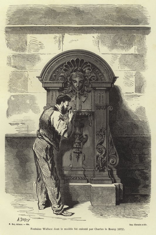 Charles Auguste Lebourg tarafından tasarlanan Wallace çeşmesi, Paris, 1872 by French School