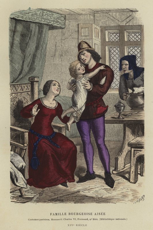 Zengin burjuva ailesi, 14. yüzyıl by French School