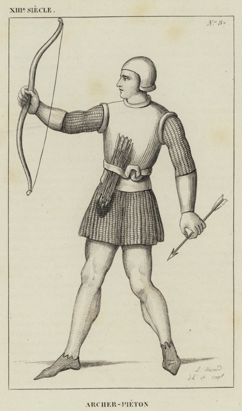 XIII Siecle, Archer-Pieton (gravür) by French School