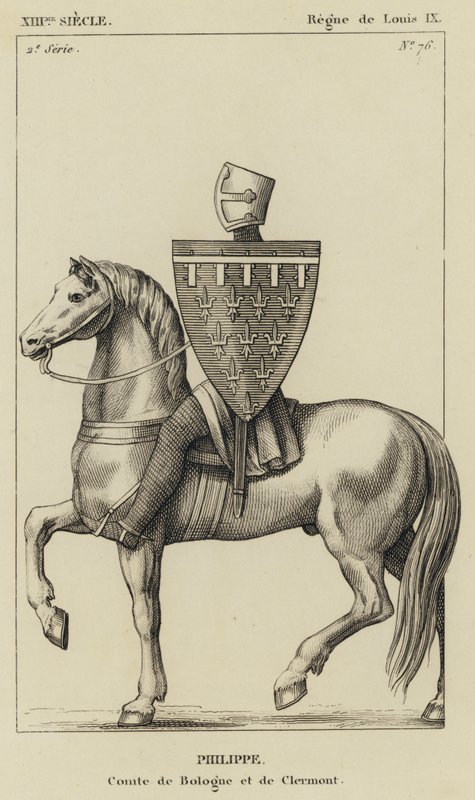 XIII Century, Louis IX Saltanatı, Philippe, Bologna ve Clermont Kontu (gravür) by French School