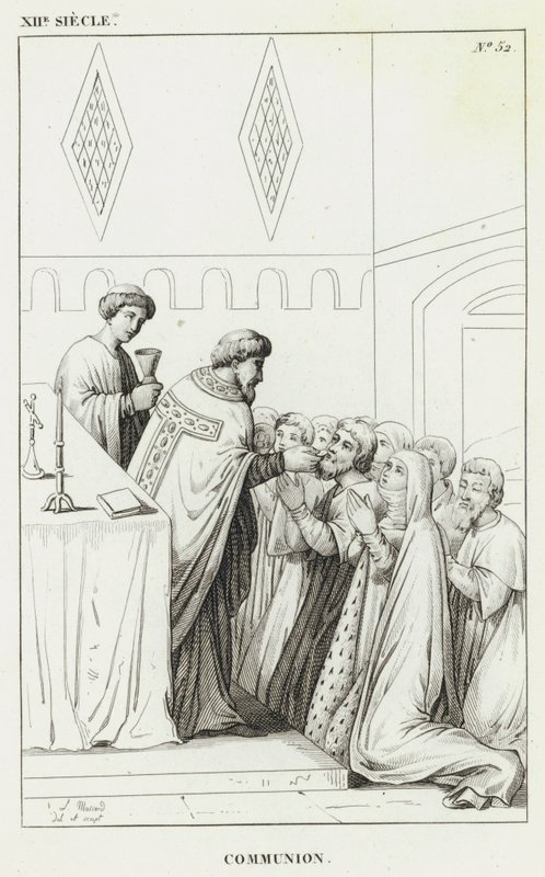 XII Siecle, Komünyon (gravür) by French School