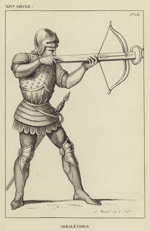 XIV Siecle, Arbaletrier (gravür) by French School