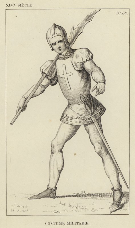 XIV Yüzyıl, Askeri Kostüm (gravür) by French School