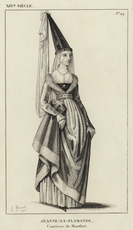 XIV Century, Jeanne-la-Flamande, Montfort Kontesi (gravür) by French School