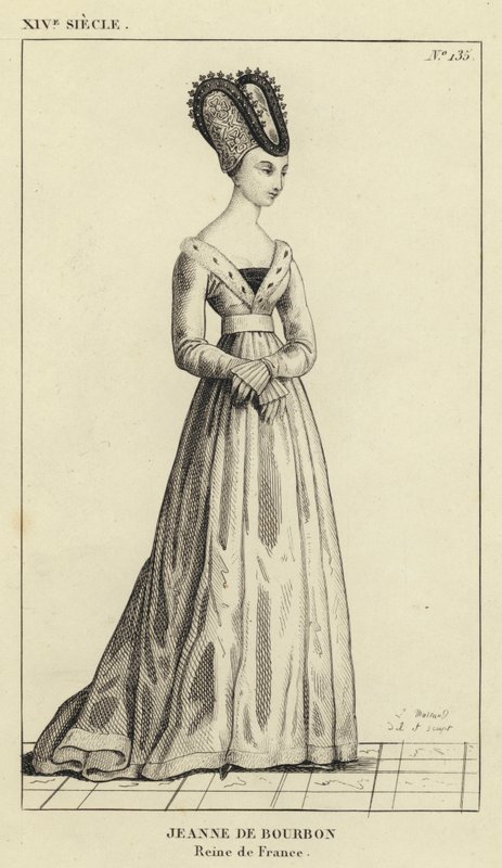 XIV Century, Jeanne de Bourbon, Fransa Kraliçesi (gravür) by French School