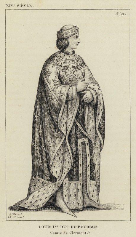 XIV Century, Louis Ier Bourbon Dükü, Clermont Kontu (gravür) by French School
