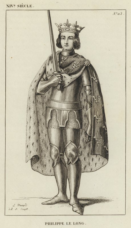 XIV Century, Philippe le Long (gravür) by French School