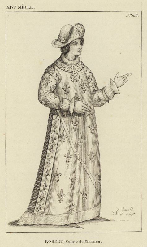XIV Century, Robert, Clermont Kontu (gravür) by French School