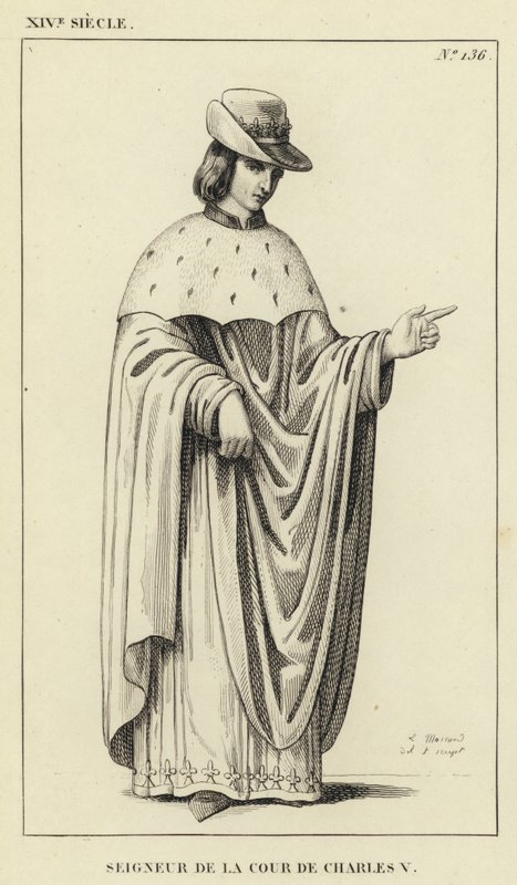 XIV Century, Charles V Mahkemesinin Efendisi (gravür) by French School