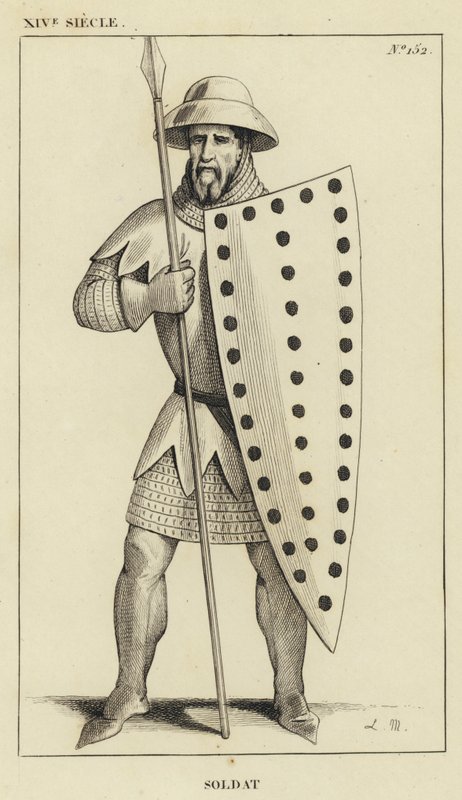 XIV Yüzyıl, Asker (gravür) by French School