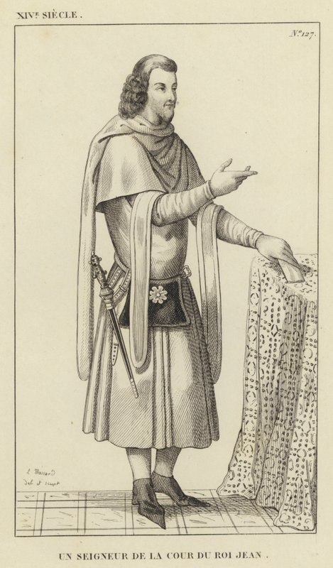 XIV Century, Kral John Mahkemesinin Efendisi (gravür) by French School