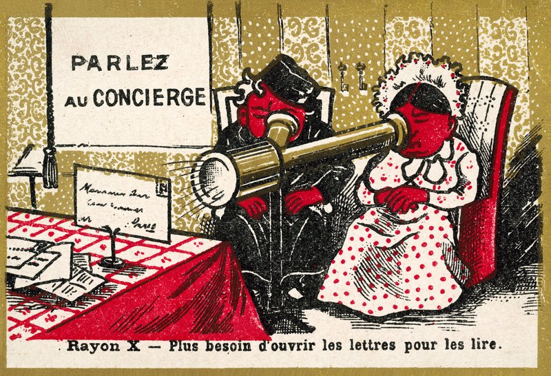 X ışınları - artık onları okumak için harfleri açmaya gerek yok (chromolitho) by French School