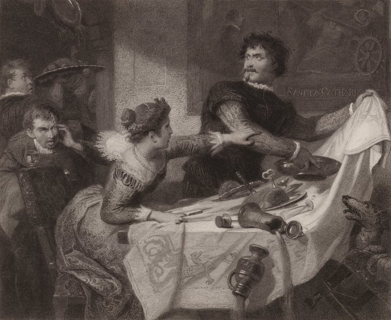 Shakespeare: Hırçının Evcilleştirilmesi (gravür) by Friedrich Schwoerer
