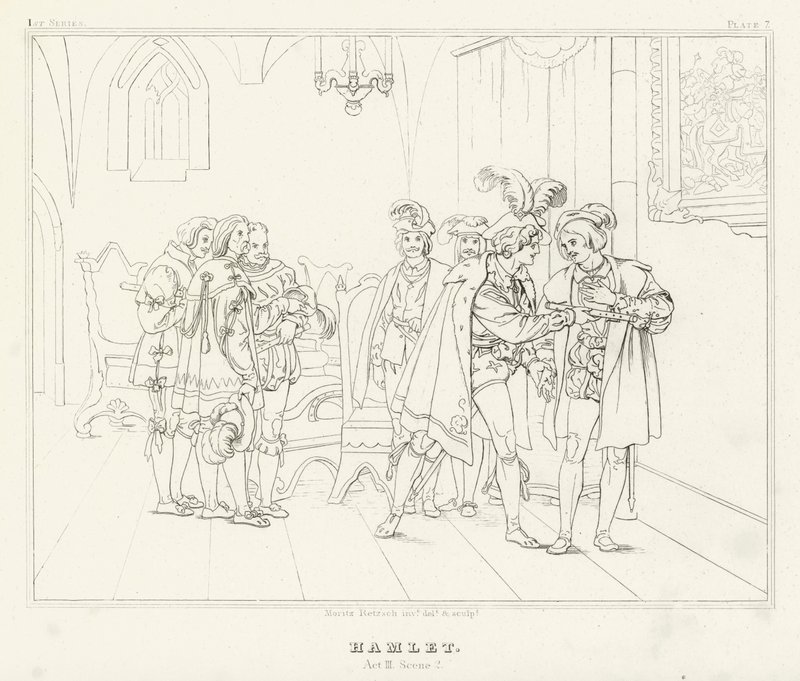 Hamlet, III. Perde, 2. Sahne (gravür) by Friedrich August Moritz Retzsch