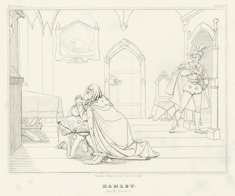 Hamlet, Perde III, Sahne 3 (gravür) by Friedrich August Moritz Retzsch
