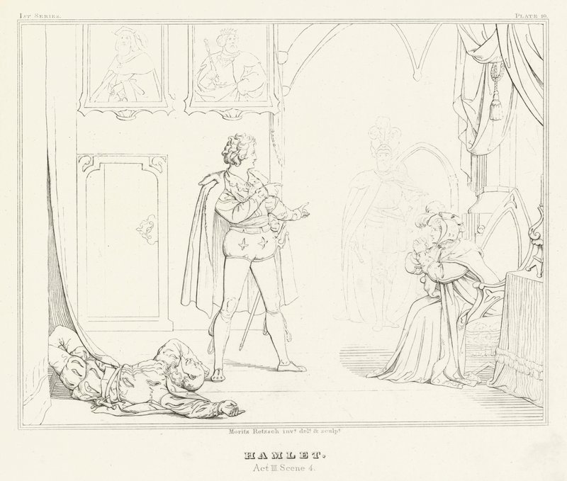 Hamlet, III. Perde, 4. Sahne (gravür) by Friedrich August Moritz Retzsch