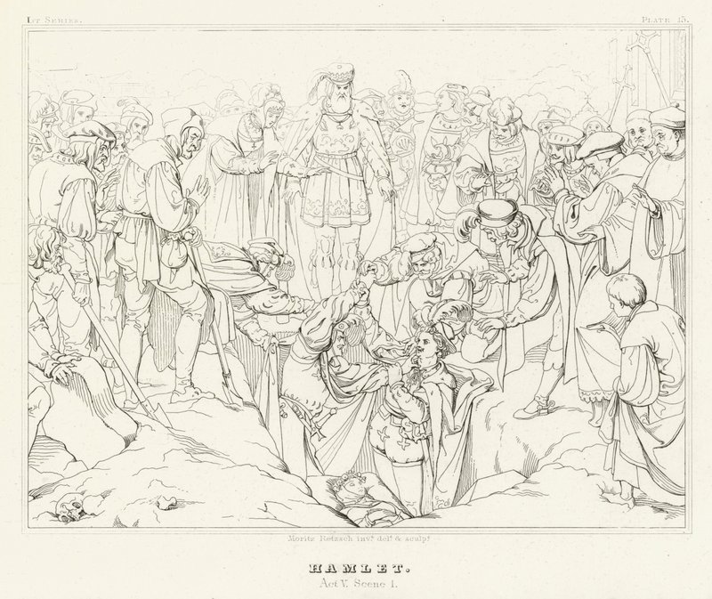 Hamlet, Act V, Sahne 1 (gravür) by Friedrich August Moritz Retzsch