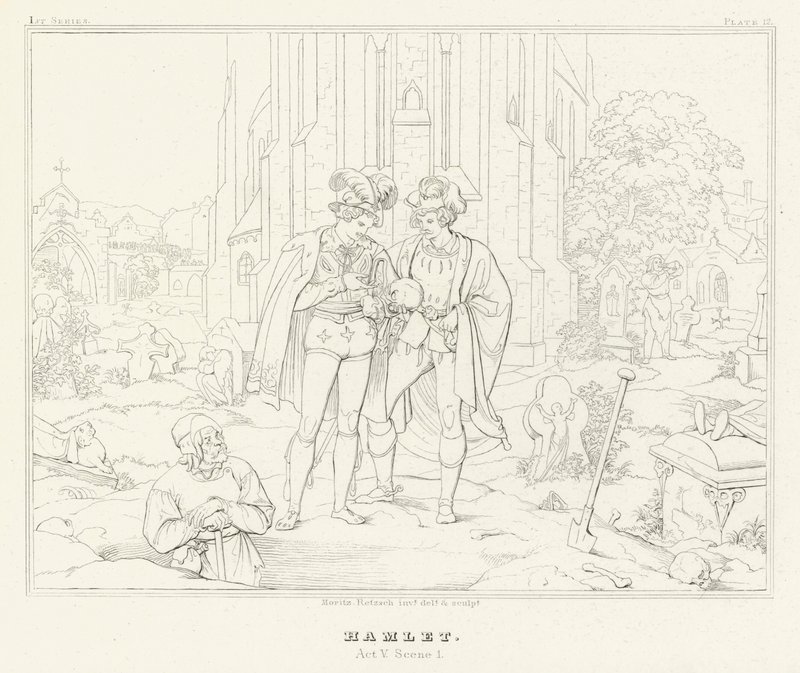 Hamlet, Act V, Sahne 1 (gravür) by Friedrich August Moritz Retzsch