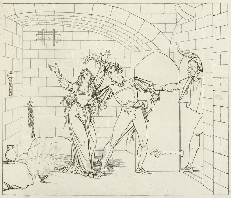 Goethes Faust için İllüstrasyon by Friedrich August Moritz Retzsch