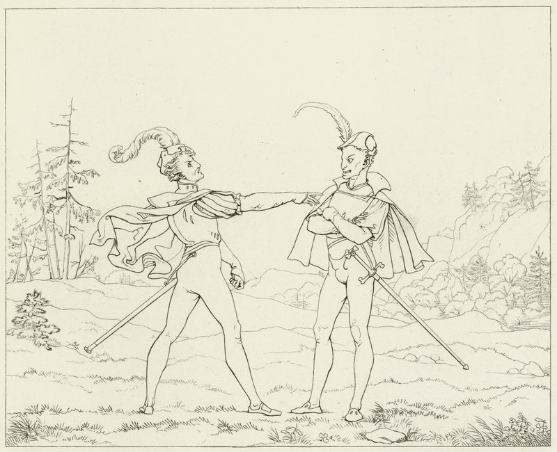 Goethes Faust için İllüstrasyon by Friedrich August Moritz Retzsch