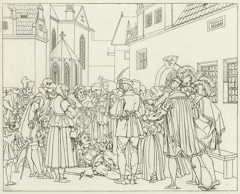 Goethes Faust için İllüstrasyon by Friedrich August Moritz Retzsch