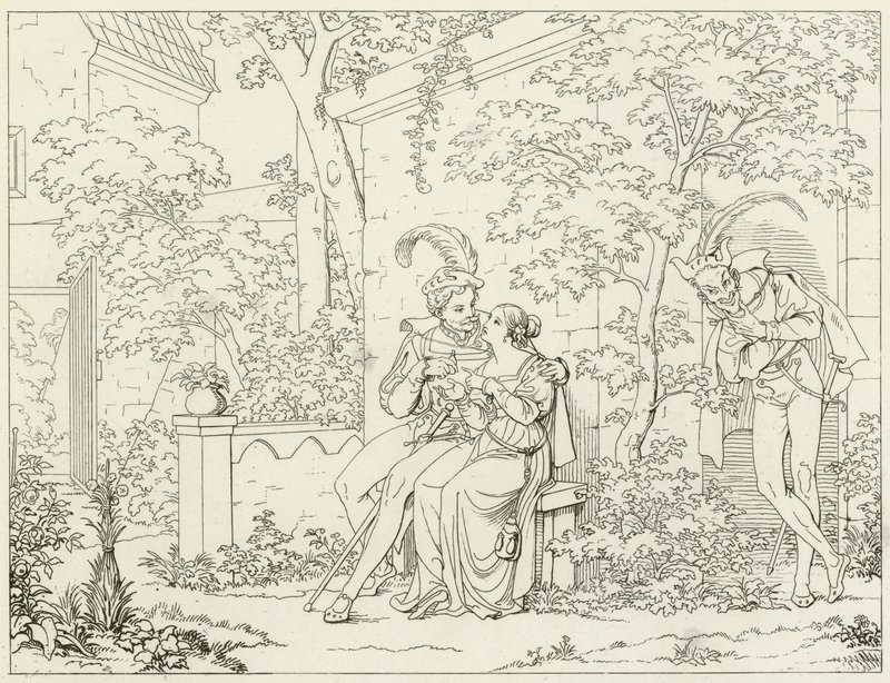 Goethes Faust için İllüstrasyon by Friedrich August Moritz Retzsch