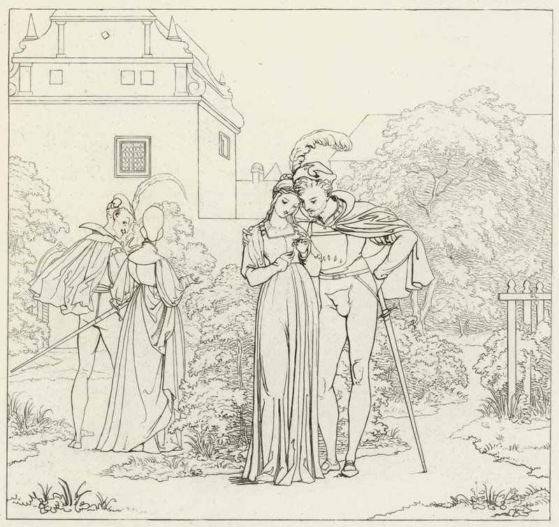 Goethes Faust için İllüstrasyon by Friedrich August Moritz Retzsch