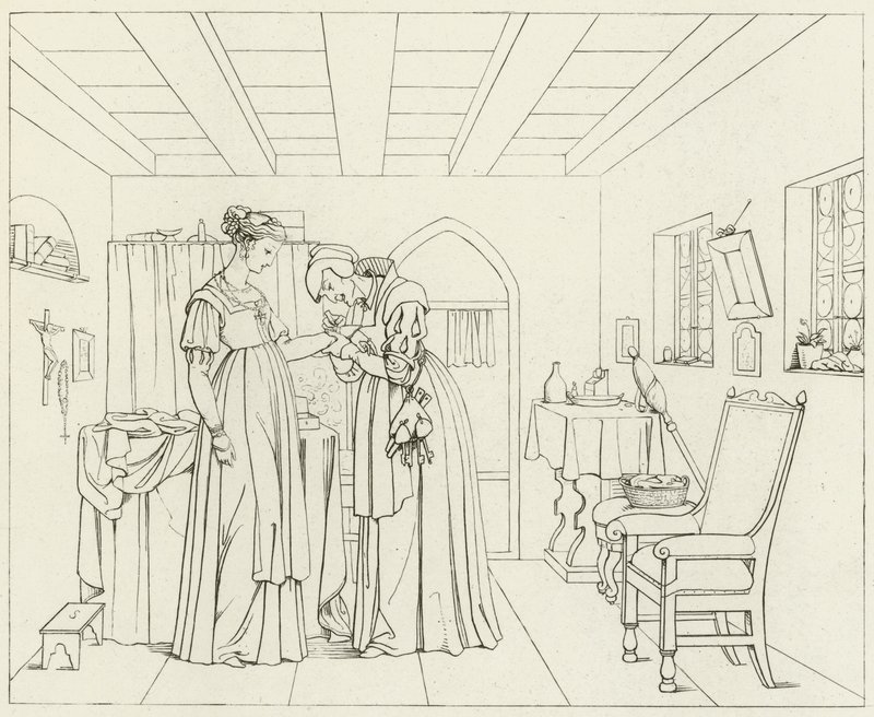 Goethes Faust için İllüstrasyon by Friedrich August Moritz Retzsch