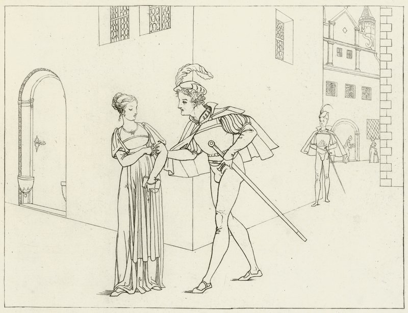 Goethes Faust için İllüstrasyon by Friedrich August Moritz Retzsch