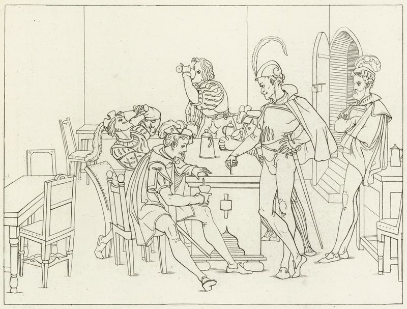 Goethes Faust için İllüstrasyon by Friedrich August Moritz Retzsch