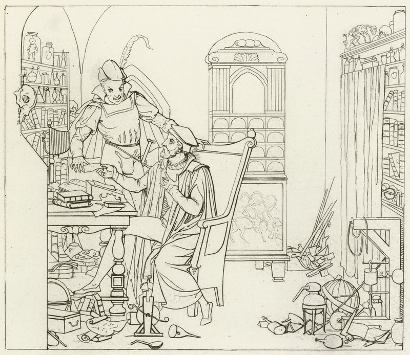 Goethes Faust için İllüstrasyon by Friedrich August Moritz Retzsch