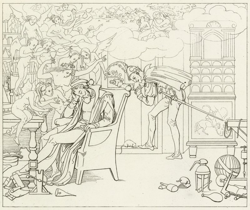 Goethes Faust için İllüstrasyon by Friedrich August Moritz Retzsch