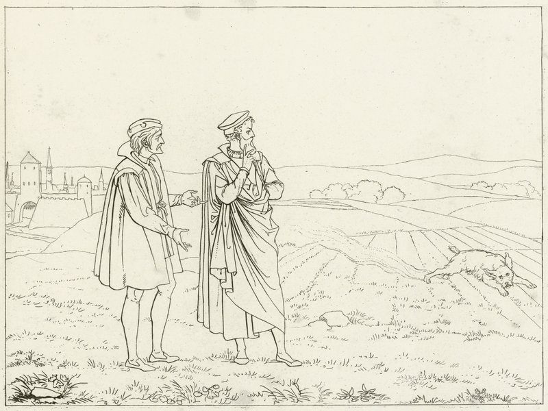 Goethes Faust için İllüstrasyon by Friedrich August Moritz Retzsch