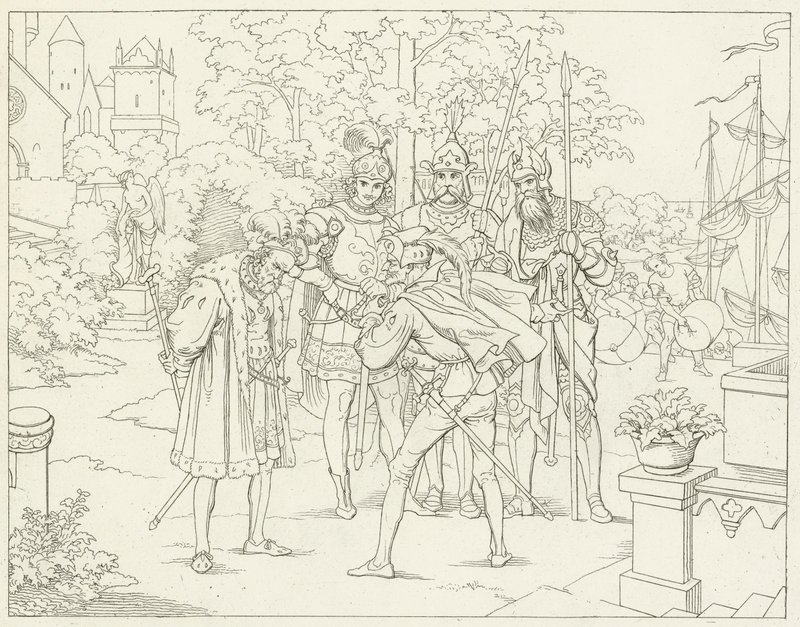 Goethes Faust için İllüstrasyon by Friedrich August Moritz Retzsch