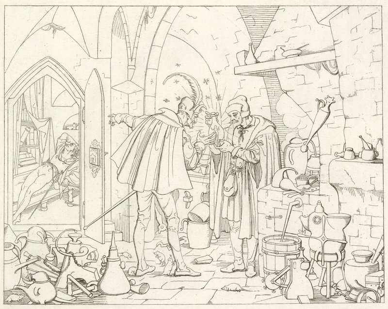 Goethes Faust için İllüstrasyon by Friedrich August Moritz Retzsch