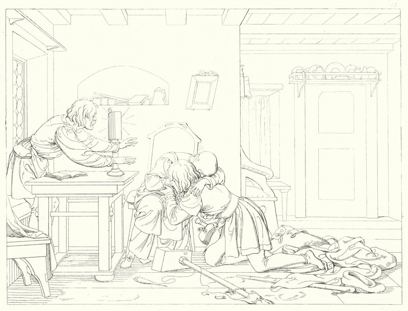 Schiller'in Lied von der Glocke veya Çanın Şarkısı için çizim (gravür) by Friedrich August Moritz Retzsch
