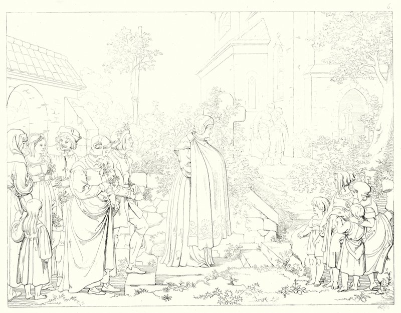 Schiller'in Lied von der Glocke veya Çanın Şarkısı için çizim (gravür) by Friedrich August Moritz Retzsch