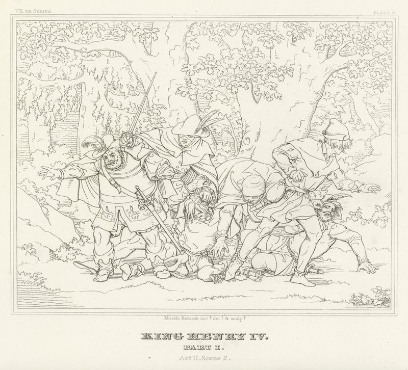 Kral Henry IV, Kısım I, Perde II, Sahne 2 (gravür) by Friedrich August Moritz Retzsch