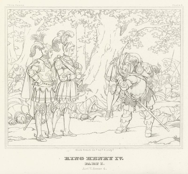 Kral Henry IV, Bölüm I, Perde V, Sahne 4 (gravür) by Friedrich August Moritz Retzsch